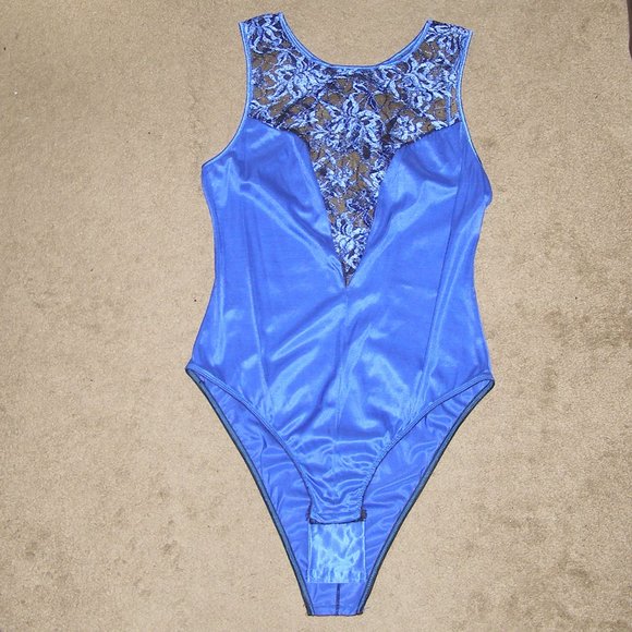 💙NEW💙 size L 10-12 Lady Cameo Royal Blue Bodysuit Floral Lace detail - Picture 8 of 15